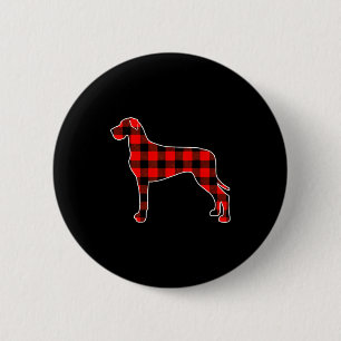 Red Buffalo Plaid Pajama Great Dane Christmas Dog  2 Inch Round Button