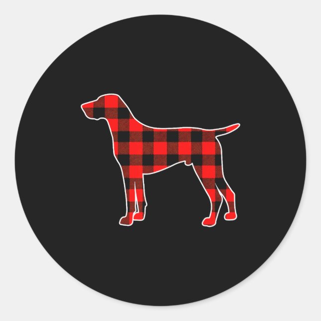 Red Buffalo Plaid Pajama Gsp Christmas Dog Lover M Classic Round Sticker (Front)