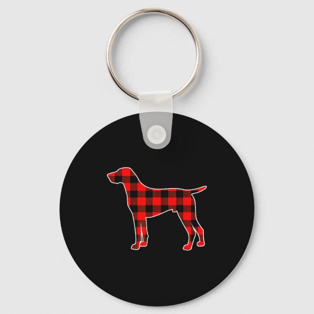 Red Buffalo Plaid Pajama Gsp Christmas Dog Lover M Keychain (Front)