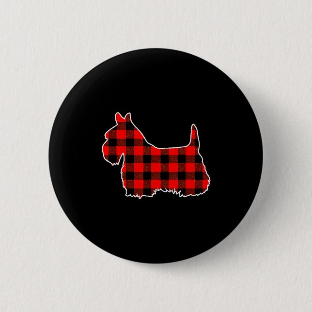 Red Buffalo Plaid Pajama Yorkshire Terrier Christm 2 Inch Round Button (Front)
