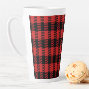 Red Buffalo Plaid Pattern Latte Mug