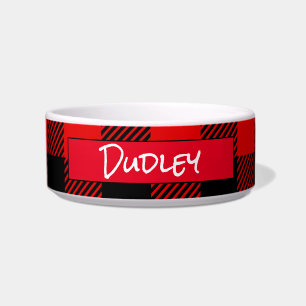 Red Buffalo Plaid Pattern Personalized Bowl