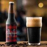 Red Buffalo Plaid | Personal Initial | Gift Beer Bottle Label<br><div class="desc">Wrap your loved ones in the warmth and charm of classic Red Buffalo Plaid with a personal touch. Whether it's for a birthday,  anniversary,  or just to show someone you care,  this customizable gift is sure to make a lasting impression.</div>