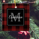 Red Buffalo Plaid | Personal Initial | Gift Ceramic Ornament<br><div class="desc">Wrap your loved ones in the warmth and charm of classic Red Buffalo Plaid with a personal touch. Whether it's for a birthday,  anniversary,  or just to show someone you care,  this customizable gift is sure to make a lasting impression.</div>