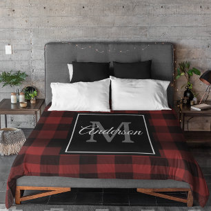 Red Buffalo Plaid   Personal Initial   Gift Fleece