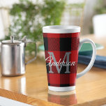 Red Buffalo Plaid | Personal Initial | Gift Latte Mug<br><div class="desc">Wrap your loved ones in the warmth and charm of classic Red Buffalo Plaid with a personal touch. Whether it's for a birthday,  anniversary,  or just to show someone you care,  this customizable gift is sure to make a lasting impression.</div>