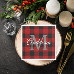 Red Buffalo Plaid | Personal Initial | Gift Napkin<br><div class="desc">Wrap your loved ones in the warmth and charm of classic Red Buffalo Plaid with a personal touch. Whether it's for a birthday,  anniversary,  or just to show someone you care,  this customizable gift is sure to make a lasting impression.</div>