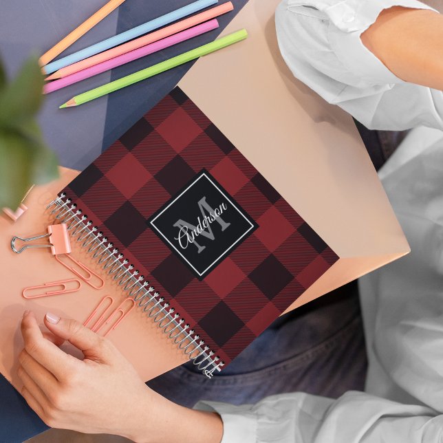 Red Buffalo Plaid | Personal Initial | Gift Notebook (Creator Uploaded)