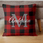 Red Buffalo Plaid | Personal Initial | Gift Throw Pillow<br><div class="desc">Wrap your loved ones in the warmth and charm of classic Red Buffalo Plaid with a personal touch. Whether it's for a birthday,  anniversary,  or just to show someone you care,  this customizable gift is sure to make a lasting impression.</div>
