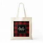 Red Buffalo Plaid | Personal Initial | Gift Tote B