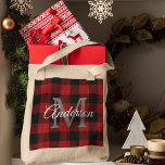 Red Buffalo Plaid | Personal Initial | Gift Tote Bag<br><div class="desc">Wrap your loved ones in the warmth and charm of classic Red Buffalo Plaid with a personal touch. Whether it's for a birthday,  anniversary,  or just to show someone you care,  this customizable gift is sure to make a lasting impression.</div>