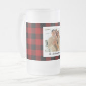 Red Buffalo Plaid & Personal Name And Photo Frosted Glass Beer Mug (Front Left)