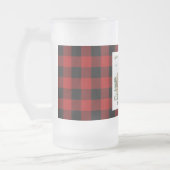Red Buffalo Plaid & Personal Name And Photo Frosted Glass Beer Mug (Left)