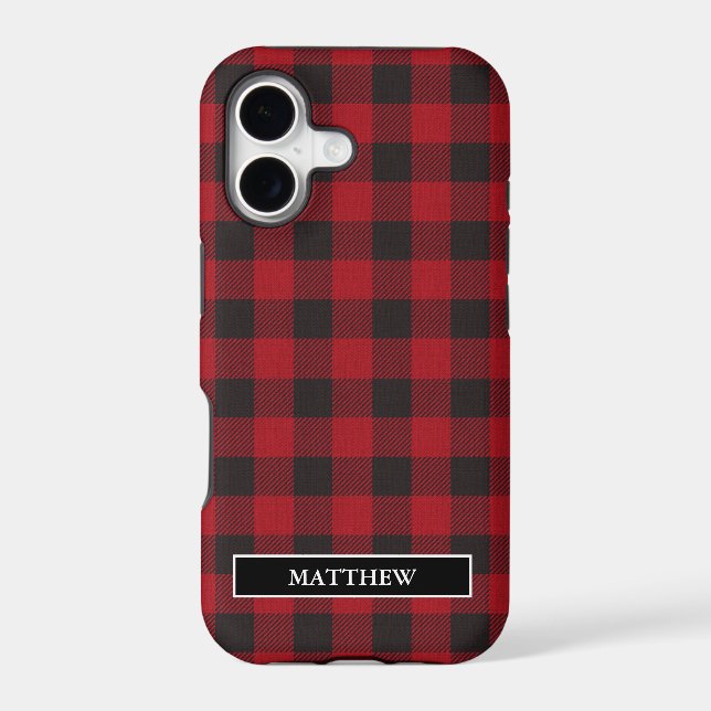 Red Buffalo Plaid Personalized Name (Verso)