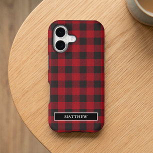 Red Buffalo Plaid Personalized Name