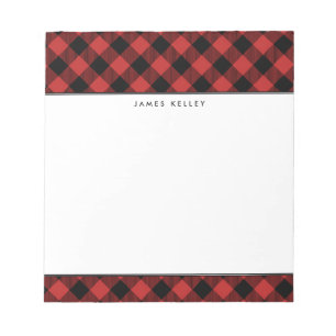 Red Buffalo Plaid Personalized Notepad