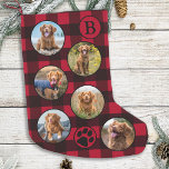 Red Buffalo Plaid Personalized Pet Photo Collage Small Christmas Stocking<br><div class="desc">Decorate your home and spoil your favourite pet with this super cute and fun custom pet photo collage and monogram christmas stocking in a red and black buffalo check plaid design . 12 photos, 6 each side, for all your years favourite photos and memories. You can do a photo to...</div>