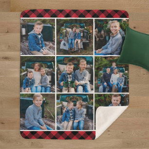 Red Buffalo Plaid Photo Collage Sherpa Blanket