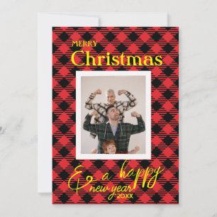 Red Buffalo Plaid Photo Frame Card For Christmas