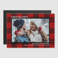 Red Buffalo Plaid Photo Wedding