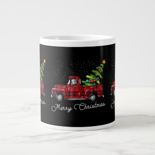 Red Buffalo Plaid Pickup Truck with Tree Merry Chr Large Coffee Mug