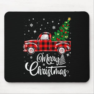 Red Buffalo Plaid Pickup Truck With Tree Merry Chr Mouse Pad