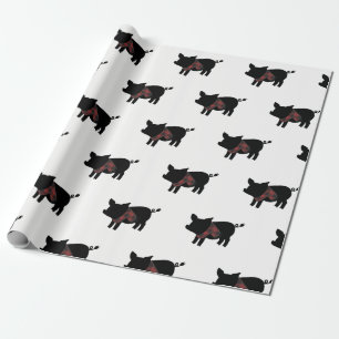 Red Buffalo Plaid Pig With Scarf Wrapping Paper