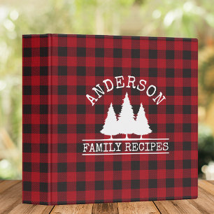 Red Buffalo Plaid Pine Trees Family Recipes Binder