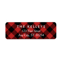 Red Buffalo Plaid Return Address Label
