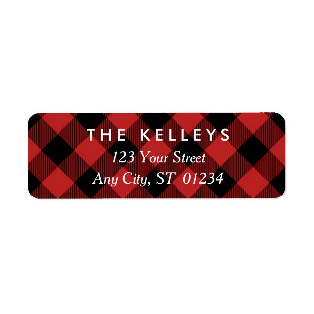 Red Buffalo Plaid Return Address Label (Front)