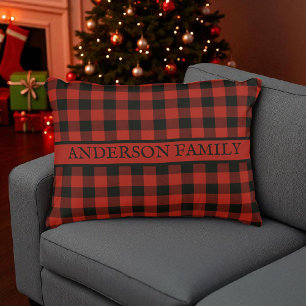 Red Buffalo Plaid Rustic Pattern for Masculine  Accent Pillow