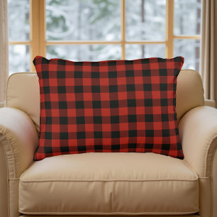 Red Buffalo Plaid Rustic Pattern for Masculine  Accent Pillow