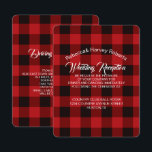 red buffalo plaid rustic winter wedding reception invitation<br><div class="desc">red buffalo plaid rustic winter wedding reception card.</div>