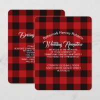 red buffalo plaid rustic winter wedding reception