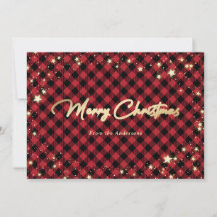 Red Buffalo Plaid Snowflakes Étoiles Cartes de Noë