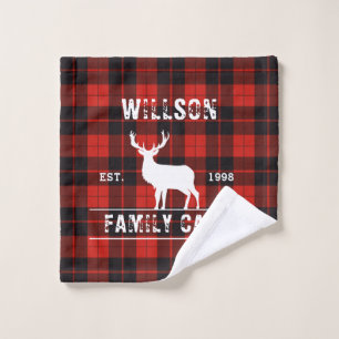 Red buffalo plaid tartan lumberjack red black wash cloth