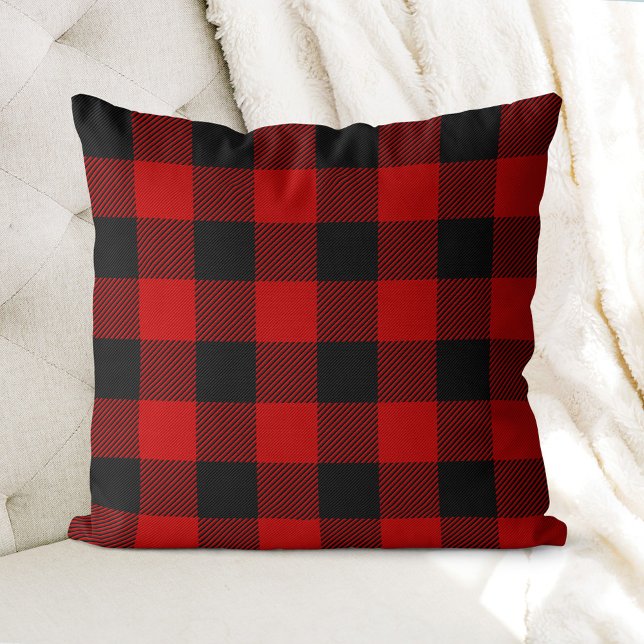 Red Buffalo Plaid Throw Pillow (Creator Uploaded)