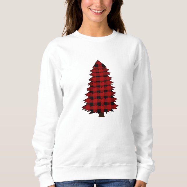 Red Buffalo Plaid  Tree Sweatshirt (Front)