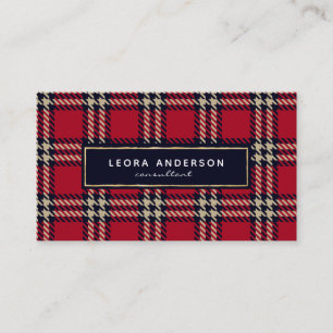 Red Buffalo Plaid Tweed Business Card