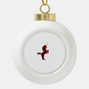Red Buffalo Plaid Unicorn Christmas Tee for Mom &  Ceramic Ball Christmas Ornament
