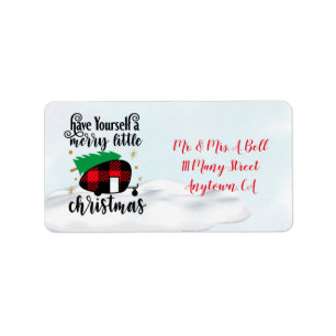 Red Buffalo Plaid Vintage Camper Label