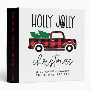 Red Buffalo Plaid Vintage Truck and Tree Recipe  Binder