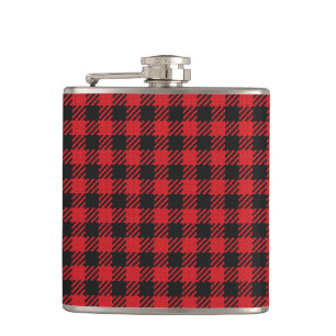 Red Buffalo Plaid Vinyl Wrapped Flask