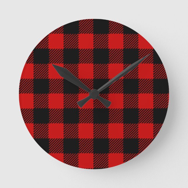 Red Buffalo Plaid Wall Clock (Front)