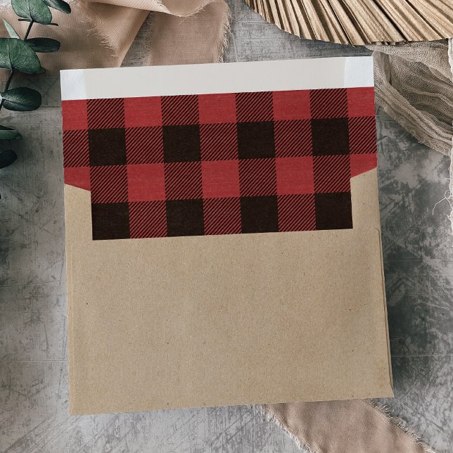 Red Buffalo Plaid Warm Wishes Christmas Envelopes (Creator Uploaded)