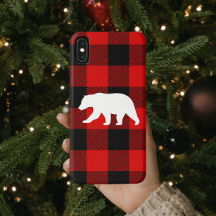 Red Buffalo Plaid & White Bear Case-Mate iPhone Case