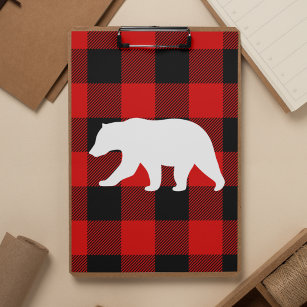Red Buffalo Plaid & White Bear Clipboard