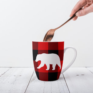 Red Buffalo Plaid & White Bear Latte Mug