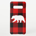 Red Buffalo Plaid & White Bear Samsung Galaxy Case<br><div class="desc">Red Buffalo Plaid & White Bear</div>