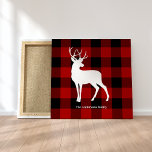 Red Buffalo Plaid & White Deer | Personal Name Canvas Print<br><div class="desc">xWrap yourself in cozy rustic charm with our Red Buffalo Plaid & White Deer personalized product, available exclusively on Zazzle. Whether you're looking for a thoughtful gift or a stylish addition to your own collection, this design brings together the timeless appeal of buffalo plaid and the grace of a white...</div>